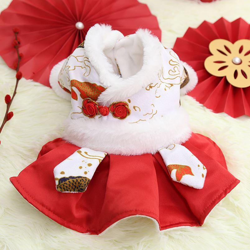 Pet kitty Chinese New Year clothes Princess Winds Winds New Year Winter Teddy pooch Festive Season to serve cat kitty cat female cat
