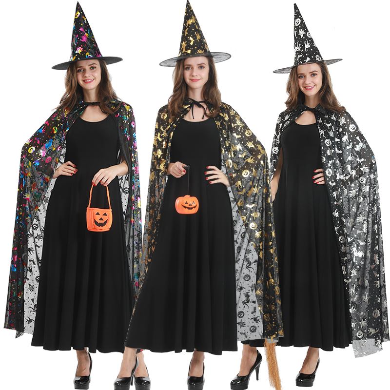 Christmas COSPLAY COSTUME WOMEN DRESS Props 2021 Adult Witch Show Headwear Clothes Adults Cloak