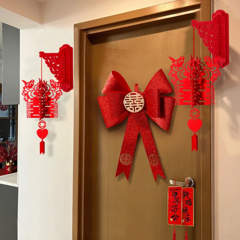 Happy Character Lantern Wedding Doorway Decorated Wedding House Placement Ins Wind Advanced Sensation Suit Woman's Family Simple and generous