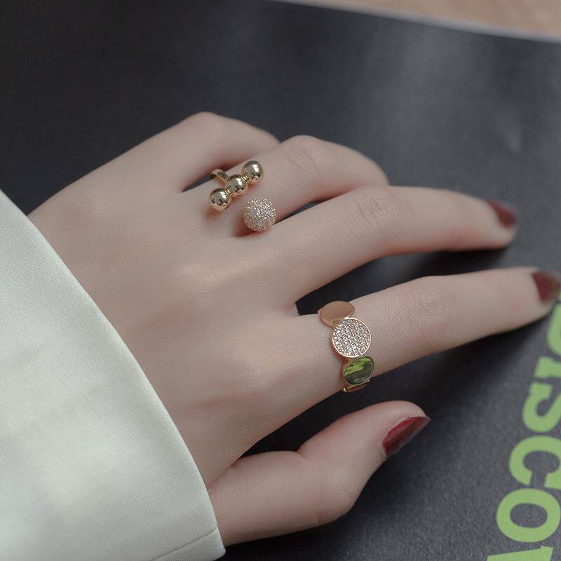 Ring female large size suitable for hand rough chubby size Monotone Wide version forefinger Ring Opening Martial fashion High level Sensation Tide