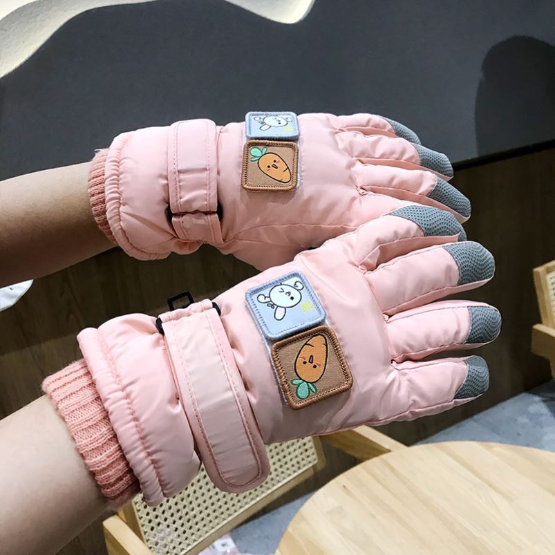 Female Baby Gloves Little Girl Winter Children Ski Women Winter Warm Plus Suede Thickening Students Middle Child children