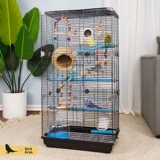 Pet Shangtian Новая большая птичья клетка Домашняя из нержавеющая сталь попугая живая птица Тигр Кожа -Феникс роскошная вилла птичья клетка