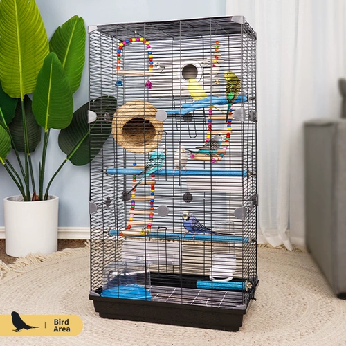 Pet Shangtian Новая большая птичья клетка Домашняя из нержавеющая сталь попугая живая птица Тигр Кожа -Феникс роскошная вилла птичья клетка