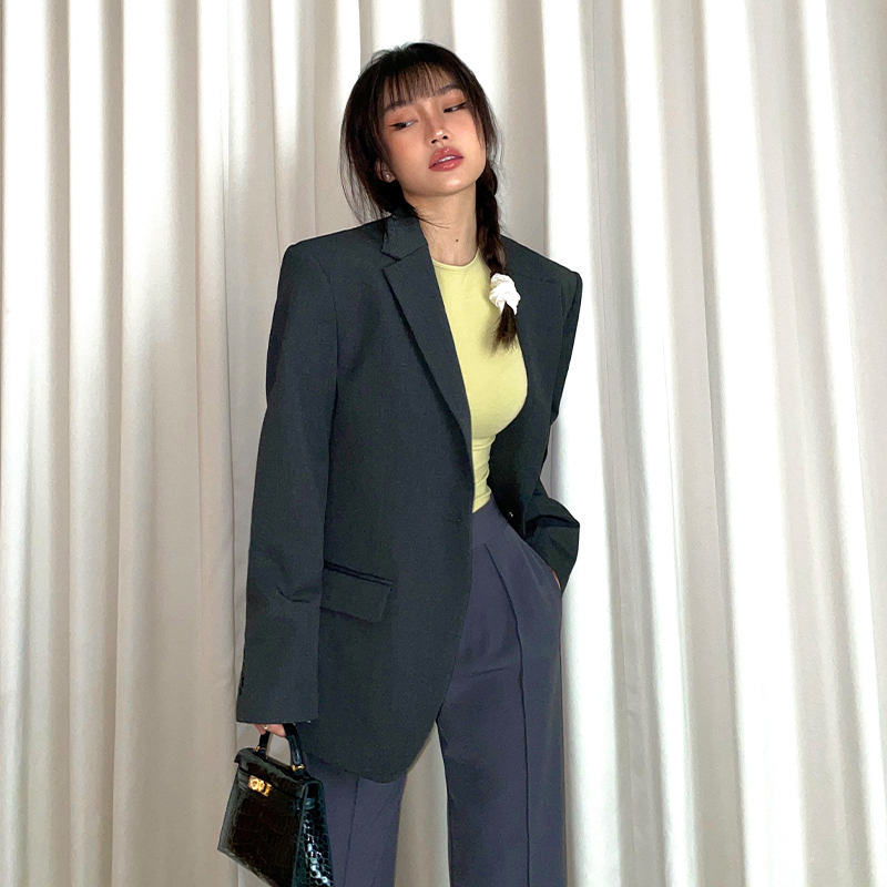 LEIYU Heavy work suit jacket woman 2022 spring new loose texture European and American ins casual temperament Western suit jacket