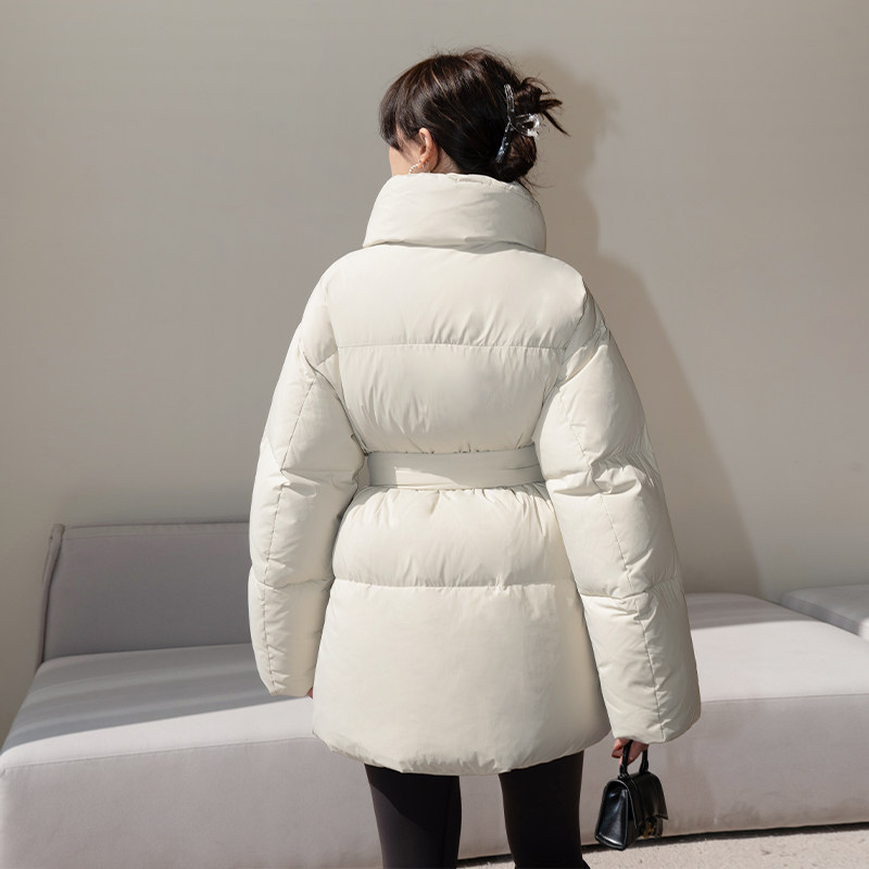 LEIYU thickened stand collar down jacket women 2021 winter new white duck down super light mid-length waist jacket ins