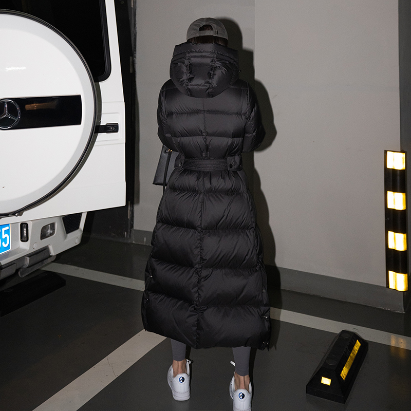 LEIYU long down jacket women's winter 2021 new black thickened super long small over-the-knee waist coat ins