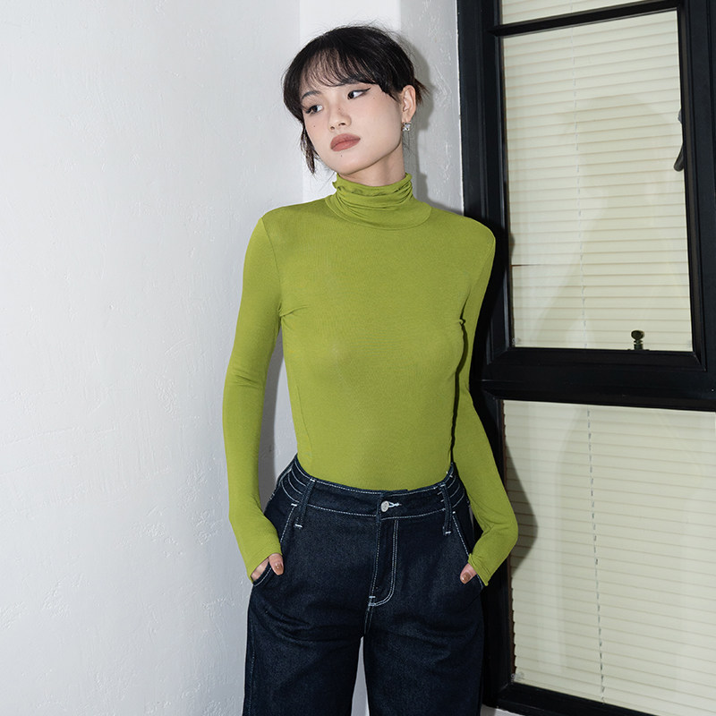 LEIYU high-neck bottoming top women's 2021 autumn and winter new tight-fitting modal inner long-sleeved basic T-shirt all-match
