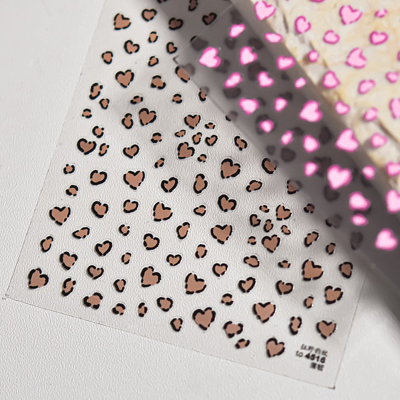 Autumn and Winter Heart Leopard Print Internet Celebrity Hot-Selling Nail Stickers New Wild Leopard Print Pink Leopard Print Thin and Flexible Nail Stickers