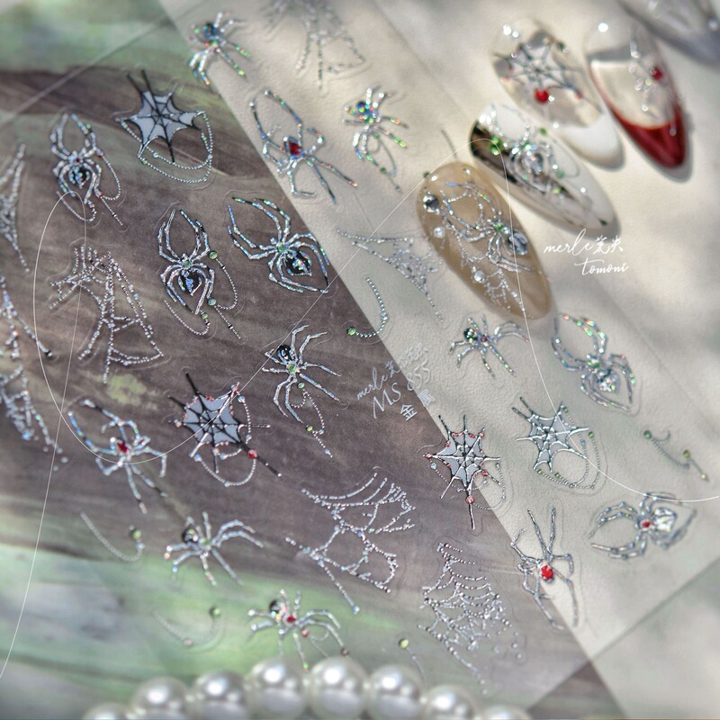 Dark Sweet Cool Style Hot Girl Big Spider Nail Stickers Tomoni New Spider Web Metal High-End Nail Stickers Dark Sweet Cool Style Hot Girl Big Spider Nail Stickers Tomoni New Spider Web Metal High-End Nail Stickers