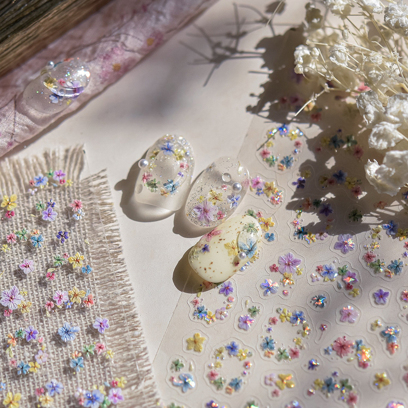 Dried Flower French Spring Floral Nail Stickers Summer Floral French Small Floral Dopamine Wreath Nail Stickers