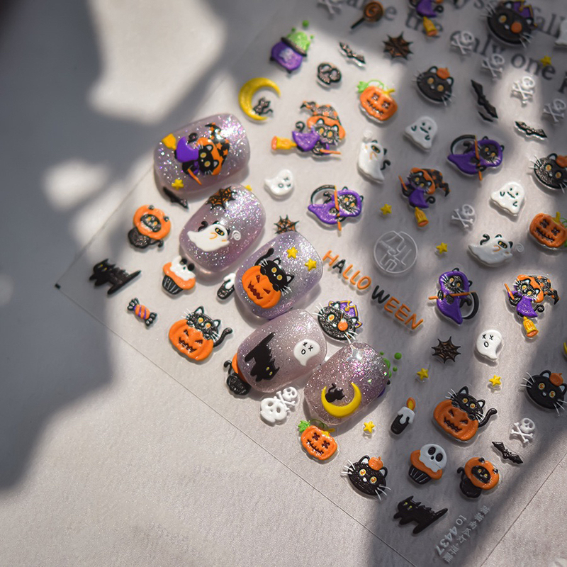 Halloween Pumpkin Cat Light Nail Art Stickers Tomoni Dark Moon Black Cat Spider Web Adhesive Nail Stickers Halloween Pumpkin Cat Light Nail Art Stickers Tomoni Dark Moon Black Cat Spider Web Adhesive Nail Stickers