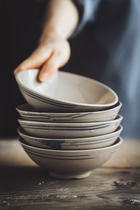 Old-fashioned broken bowls retro Chinese nostalgic tableware dishes gourmet still life photography props (second store props shop)