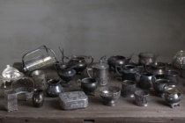 Silver-plated milk pot flower Ocean old antique food still photography decoration parts (two store props)