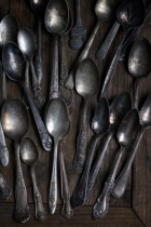 B team spoon of the old Western Ocean old Vintage antique photo-plated tableware knife and fork spoon (two store props shop)