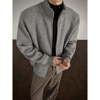 Men's stand collar cardigan sweater thickened loose casual knitted Men's stand collar cardigan sweater thickened loose casual knitted