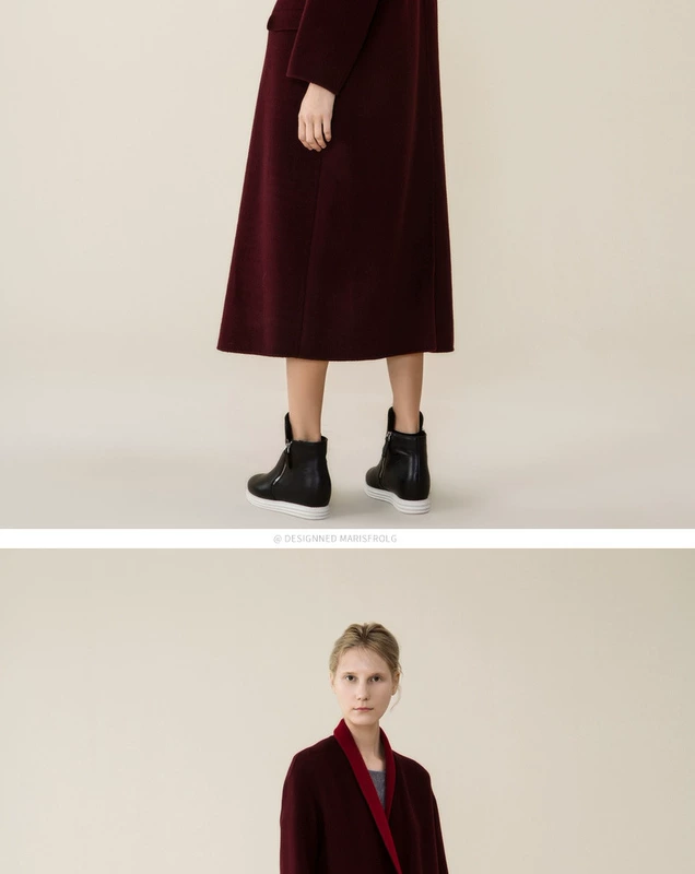Thời trang của phụ nữ Marsfil khí chất dài áo len lông cừu truy cập chính hãng măng tô