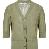 (Same style in the mall) Masfiel summer new khaki V-neck textured knitted cardigan for women