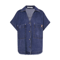 (Style Denim) Masfil 24 Summer New Temperament Shirt Collar Drop Shoulder Sleeve Workwear Pocket Denim Jacket