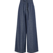 (Relaxed trousers) Masfils new summer style navy blue pure cotton fashion straight wide-leg pants