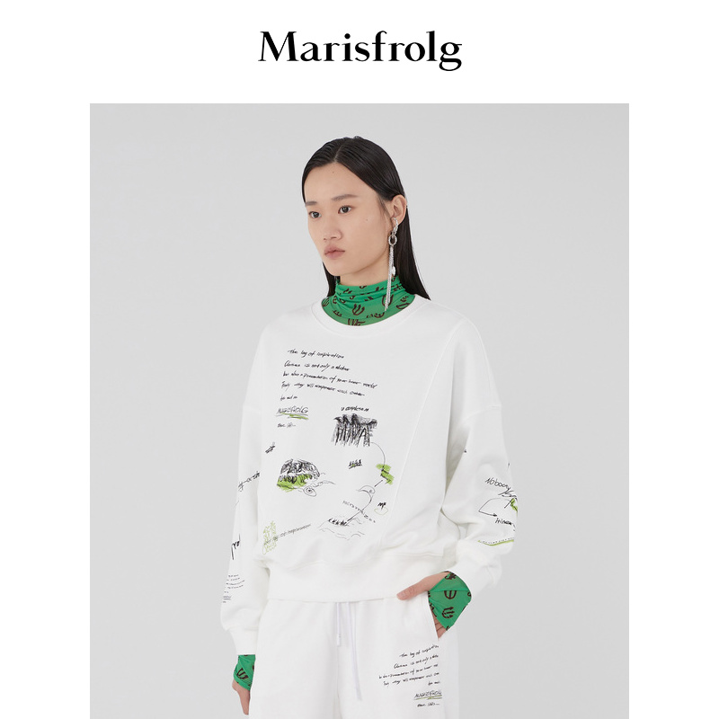 Marisfrolg Marise Phil woman dress spring new round collar white cover Thickened Pure Cotton Casual Blouse Blouse