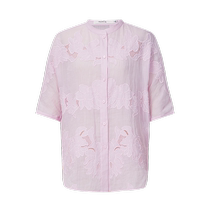Masfil 2024 new summer style stand collar ramie straight commuting shirt casual solid color design shirt