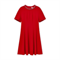 (Xiaoxiangfeng) Masfil spring new style red dress with beaded neckline design annual party dress