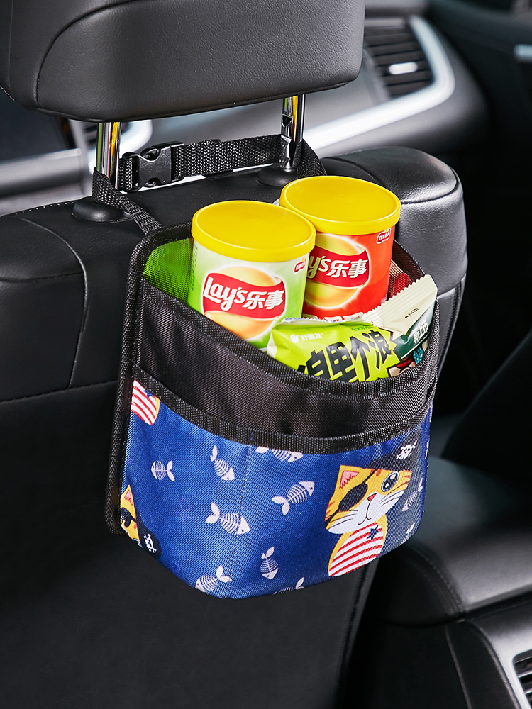 Car trash can Car interior female creative fashion car pendant type multi-function rear storage box garbage bag supplies