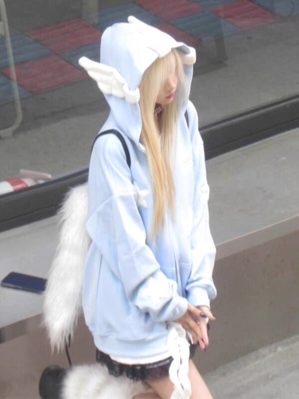 Star Sweatshirt for Women, Dopamine Hoodie, Cute and Sweet Japanese Style, Spring and Autumn Cardigan with Zipper and Hood