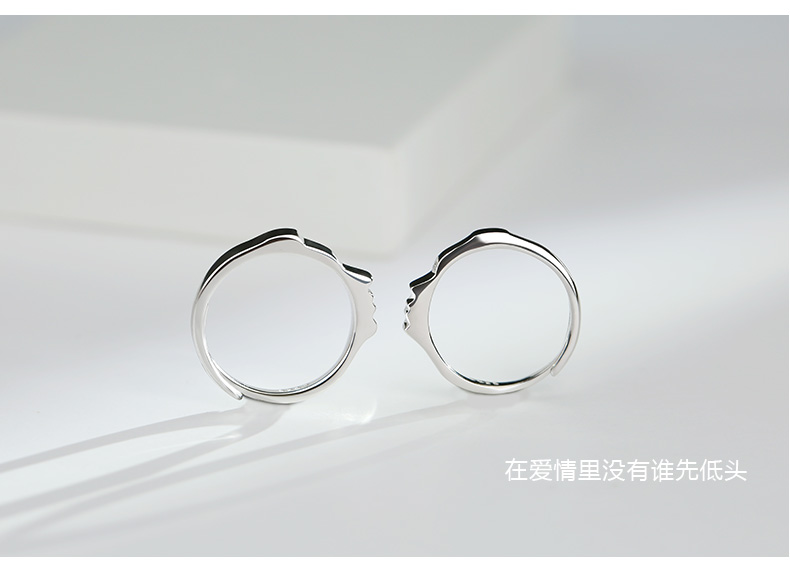 Nhẫn cầu hôn cặp vợ chồng Một cặp nam nữ Nhật Bản và Hàn Quốc thiết kế ban đầu đơn giản trên nhẫn chữ thủy triều không bạc nhẫn phong thủy nam