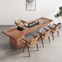 Solid wood board tea table and chair combined Kung fu tea set for simple modern household office one tea table