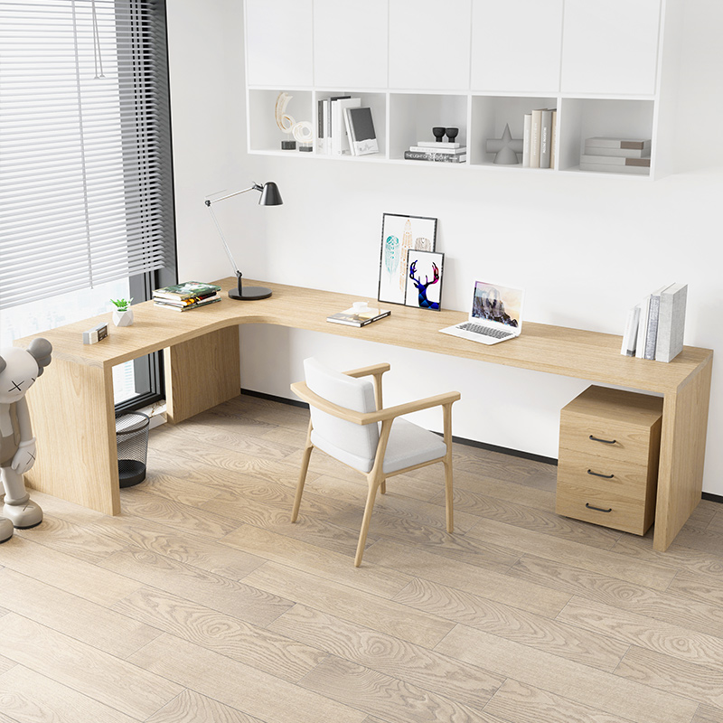 Corner Solid Wood Desk White Wax Household Desk with modern learning table bedroom Writing Taipei Oil-walled office computer desk