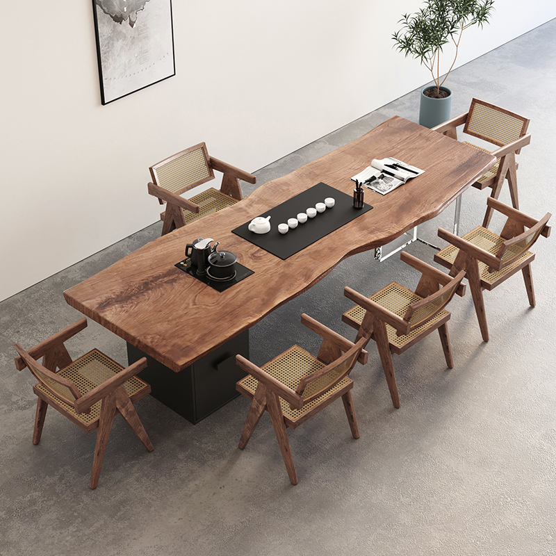 Solid Wood Large Plate Tea Table And Chairs Composition Office Home Kung Fu Bubble Tea Table Acrylic Brief Tea Table Zen Tea Desk-Taobao