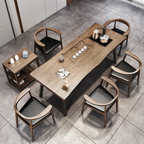 New Chinese tea table and chair combination modern minimal household tea table drawing room tea table office solid wood kung fu tea table