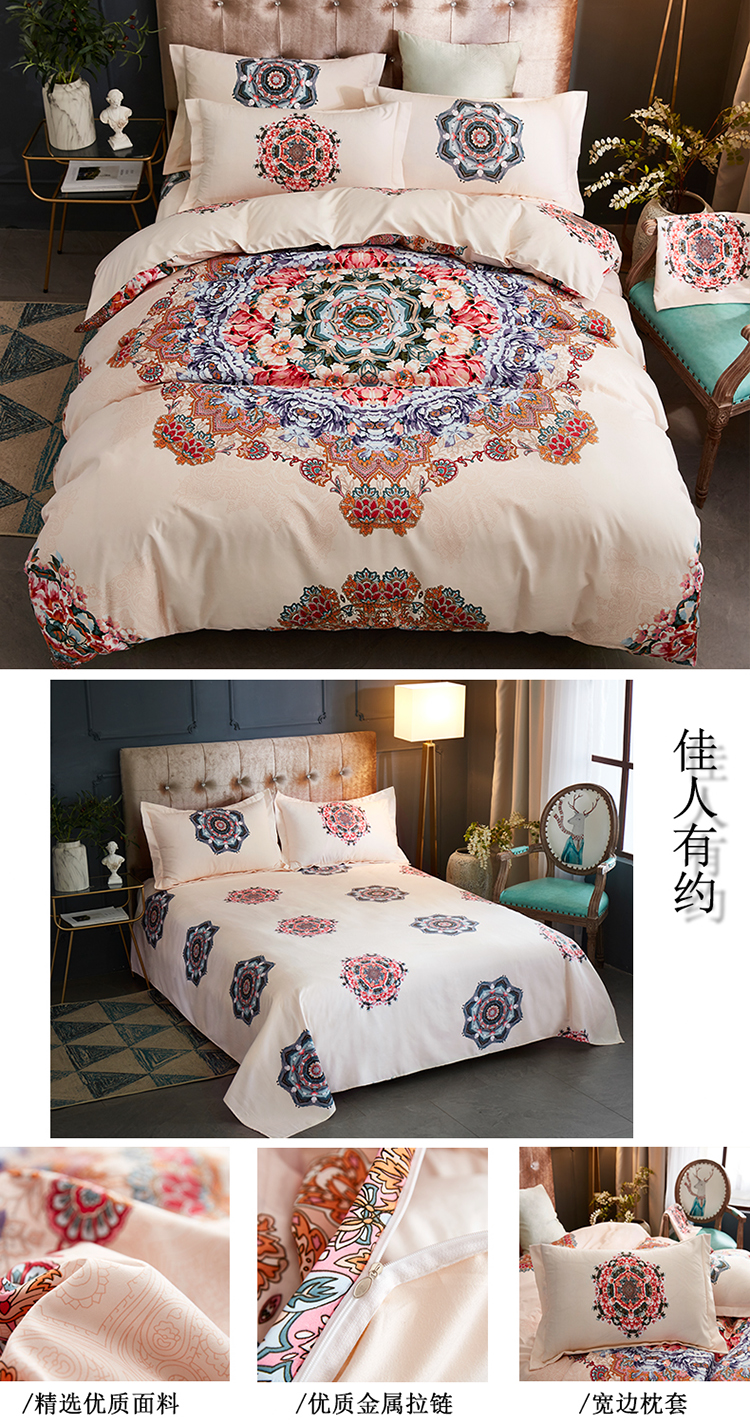 Bộ đồ giường mùa thu và chăn mùa đông bao gồm bốn bộ chăn bông cotton đỏ đơn giản 1,8m đôi 1,5m giường cưới bộ chăn ga gối đệm cưới đẹp