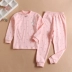 Junxiu cầu vồng nhỏ mùa thu và mùa đông mặc trẻ em lớn Qiuyi Qiuku bé trai và bé gái đồ lót cotton cổ cao cotton đặt trẻ em đồ cho bé trai Quần áo lót