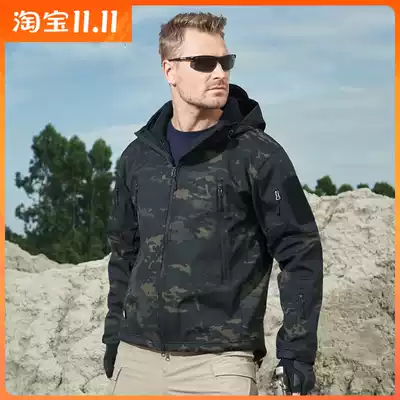 Archon outdoor soft shell assault suit men plus velvet thickened winter waterproof windbreaker mountaineering suit warm tactical jacket
