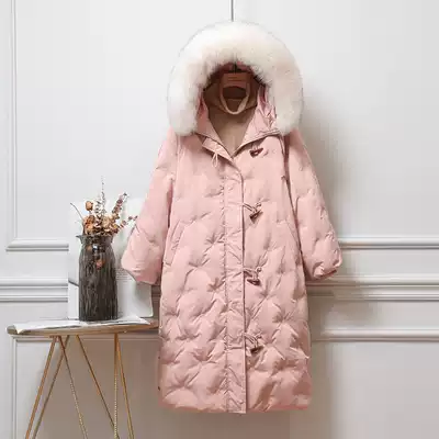 Down Jacket Women's new 2020 medium and long version Korean loose knee long embroidery white duck down winter warm coat
