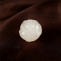 Jade beauty Xinjiang Hetian jade lotus root powder cowardly powder thick powder Fox peach blossom tree beads handstring accessories choker pendant