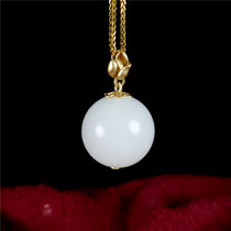 Jade beauty studio Hetian Jade white light beads choker pendant 18K gold inlay Four Seasons wear new products