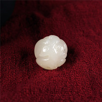 Jade beauty Xinjiang Hetian jade lotus root powder cowardly powder powder small Nine-Tailed Fox bead bracelet accessories choker pendant