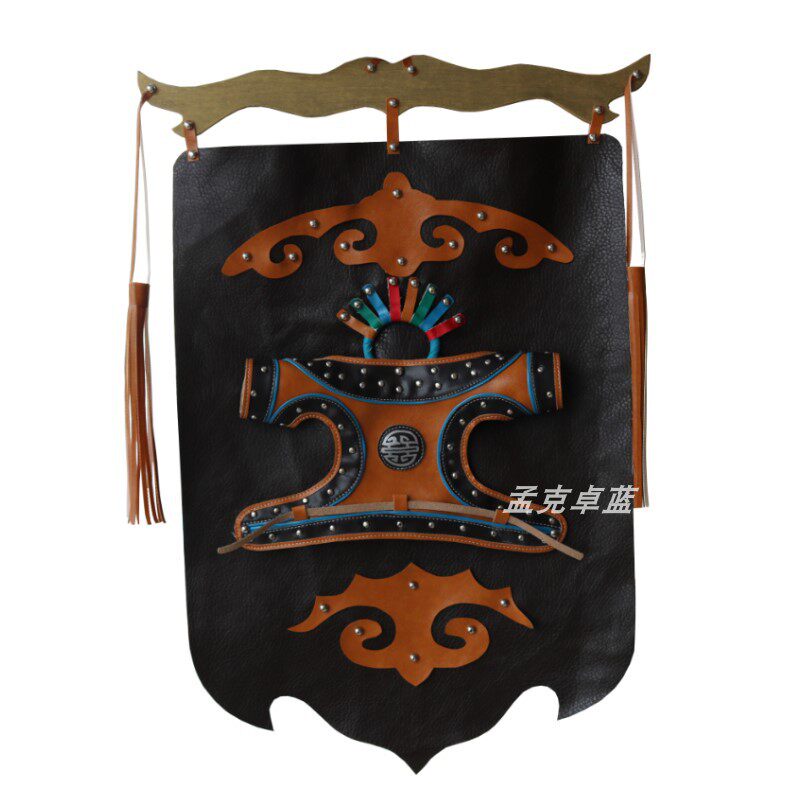Mongolian characteristics Bo overcome wrestling clothes hanging painting leather painting hand-painted leather rivets yurt decoration painting