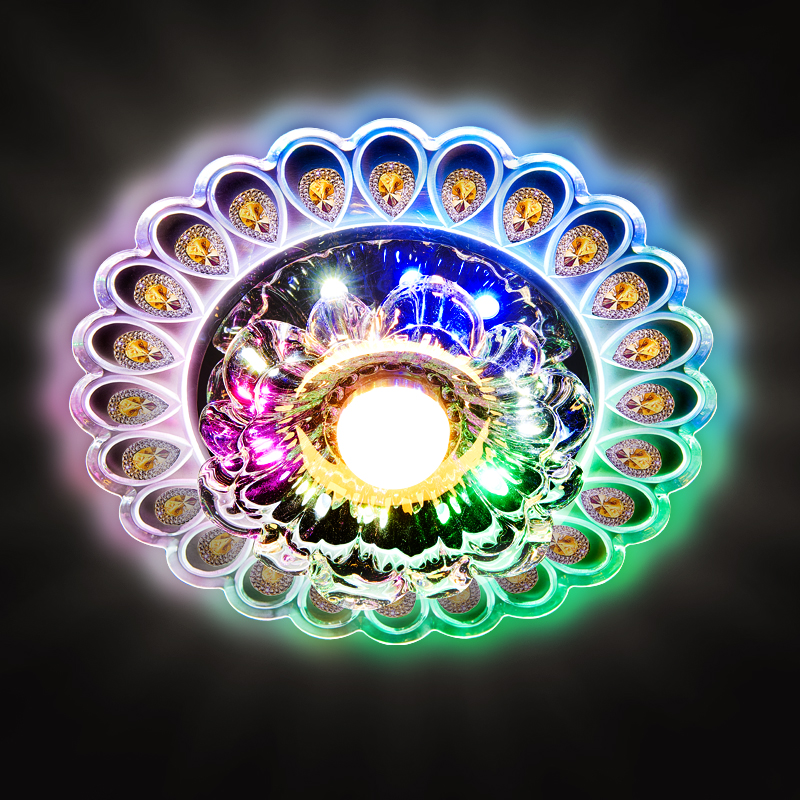 Spotlight led corridor crystal light corridor light entrance light household light seven-color downlight round ceiling light creative