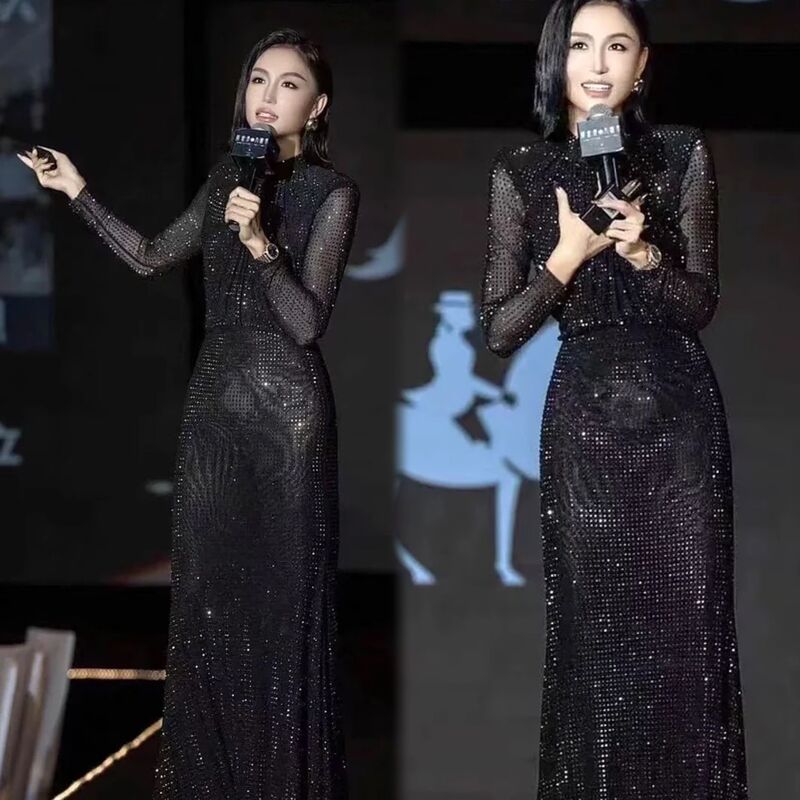 High-End Evening Dress for Women, New Style for Banquet Hostess, Slimming, Rhinestone Embellished, Elegant Fishtail Dress, Sexy and Domineering Dress High-End Evening Dress for Women, New Style for Banquet Hostess, Slimming, Rhinestone Embellished, Elegant Fishtail Dress, Sexy and Domineering Dress
