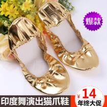 Dance shoes Womens soft-soled practice shoes Childrens cat claw shoes Ethnic dance Adult belly dance shoes Ballet golden dance