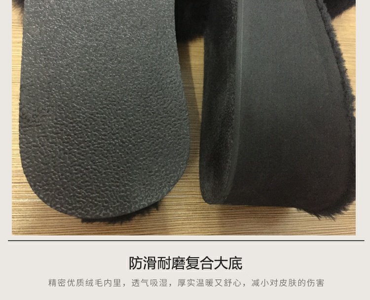 毛 一字 拖 女 秋 新 时尚 真 毛 厚底 高跟 sandal bitis nữ