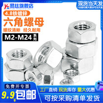 4 Level 8 galvanized hexagonal nut inside and outside hexagonal bolt screw nut large M2M3M4M5M6M8M10