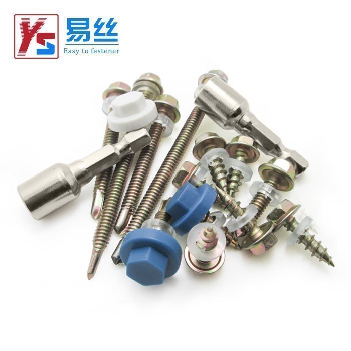 Hexagonal drill tail screw Self-tapping self-drilling rotation color steel tile dovetail screw with pad iron screw M5 2