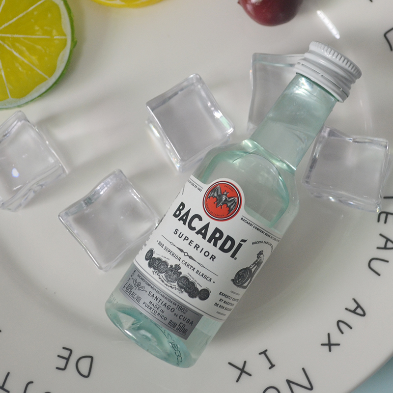 Foreign Wine Edition Imported Bacard Rum 50ml Bartending Cake Decorative Baking Plastic Bottle Trial Package Collection