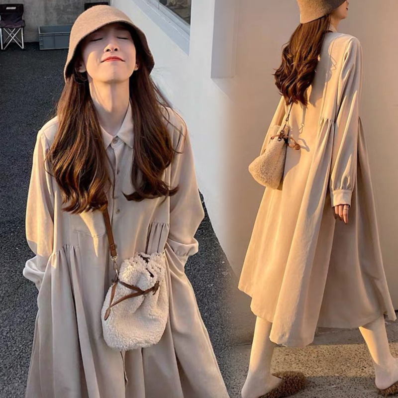 Pregnant Woman Spring Dress 2021 New Fashion Long Dress Net Red Loose Veil for Long Edition Pregnant Woman Foreign Dress Spring Autumn Season