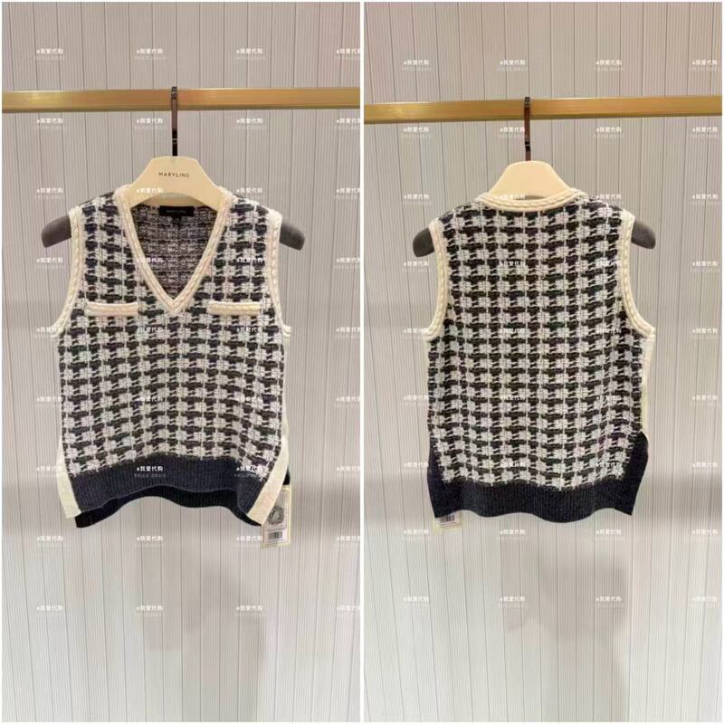 Maryling Genuine Product from the Store, 2025 New Color-Blocked Knit Sweater A1Fgw07560 Maryling Genuine Product from the Store, 2025 New Color-Blocked Knit Sweater A1Fgw07560